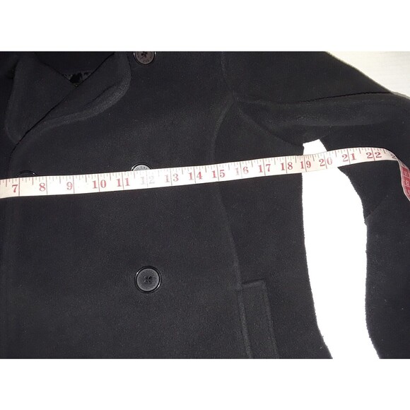 Lands End Women's XS Double Breasted Thermacheck Fleece Pea Coat Black - Picture 6 of 7